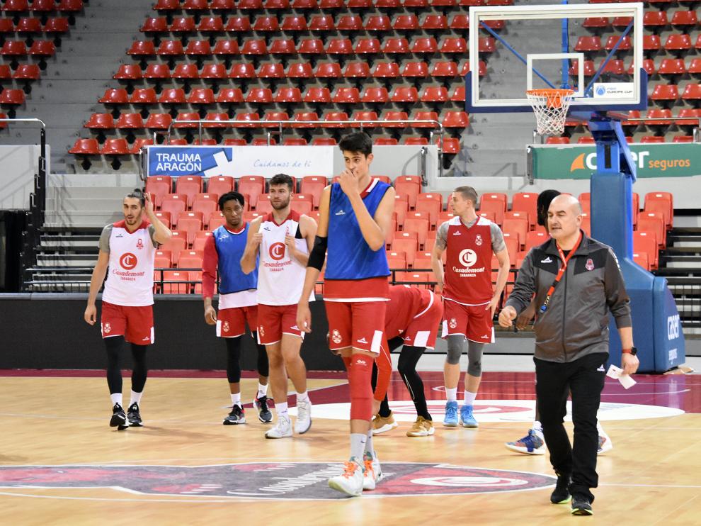 Aday Mara, en el entrenamiento del Casademont Zaragoza.