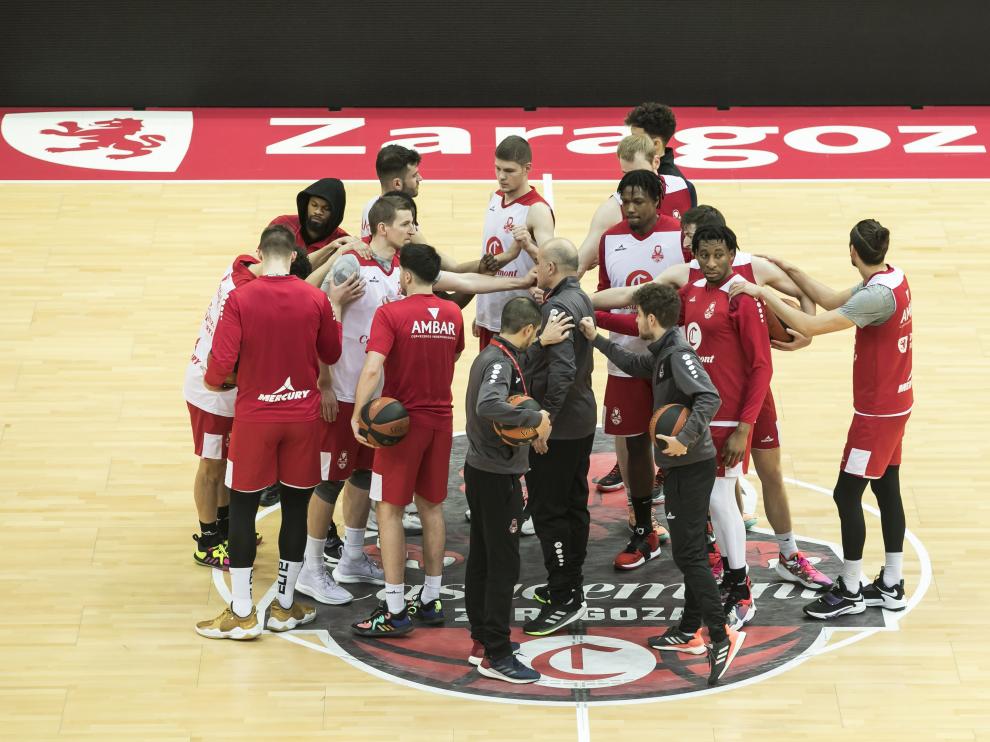Los jugadores del Casademont, en un entrenamiento.
