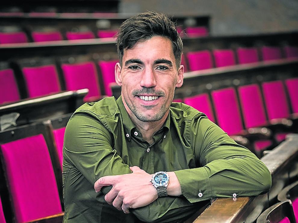 Álex Sánchez, en el Aula Magna de Derecho.