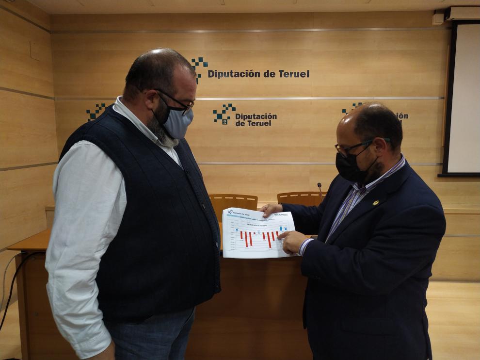 El vicepresidente de la DPT, Alberto Izquierdo, a la derecha, con el responsable de Sastesa, Jesús Cachaza.