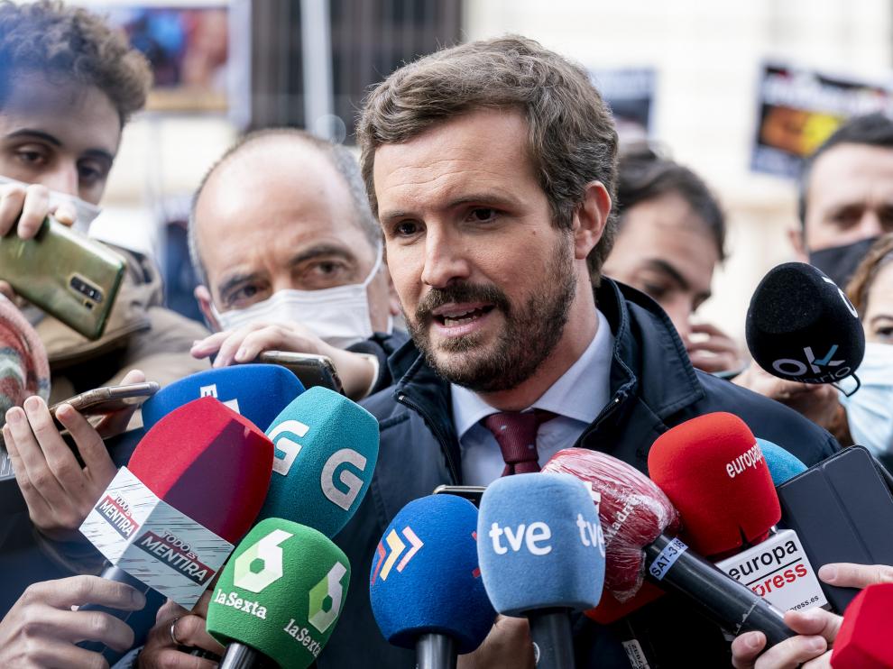 El presidente del PP, Pablo Casado