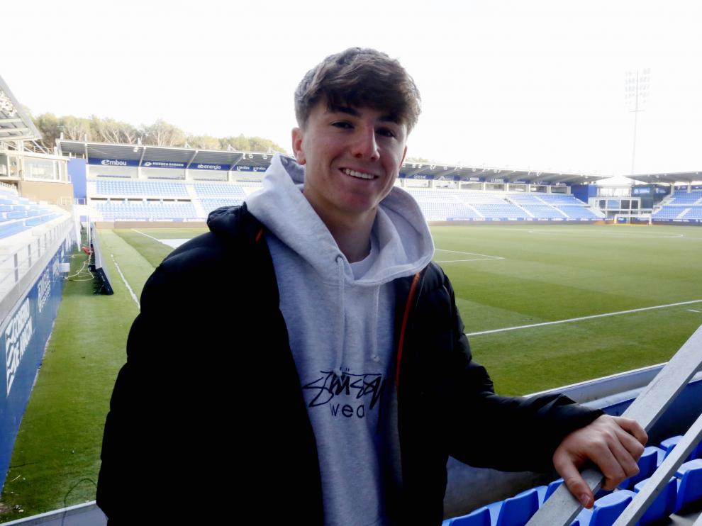 Manu Rico, en El Alcoraz, donde debutó en liga con la SD Huesca el domingo pasado.