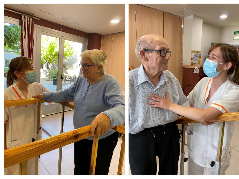 Uno de los usuarios de DomusVi, realizando actividades junto al personal de la residencia.