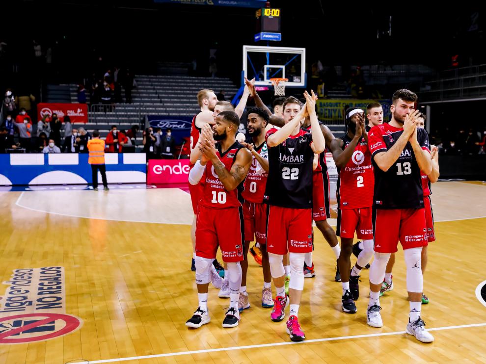 Los jugadores del Casademont, tras ganar en Andorra.