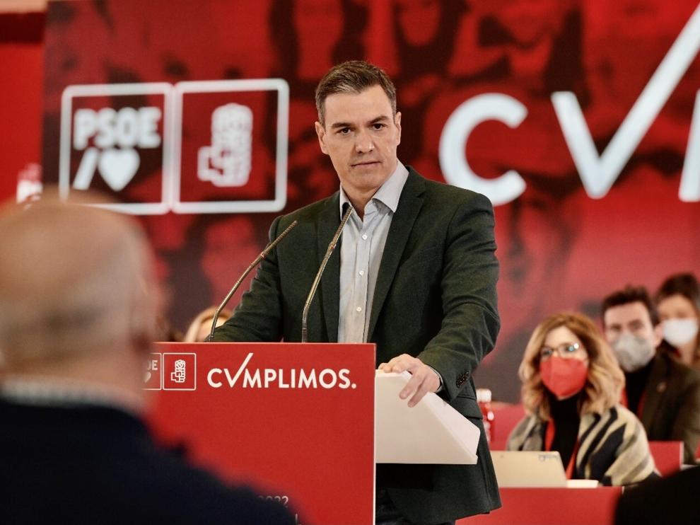 El presidente del Gobierno y secretario general del PSOE, Pedro Sánchez, interviene en el Comité Federal del PSOE este viernes en Madrid.