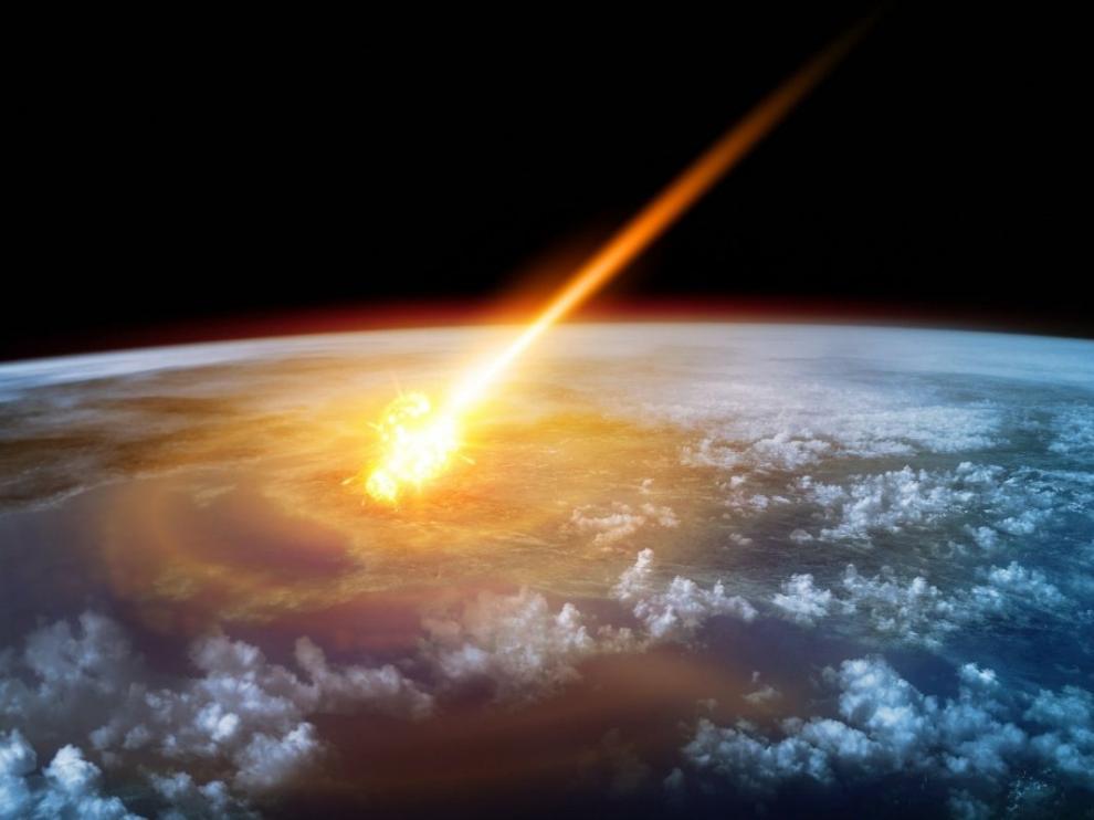 Simulación del impacto de un meteorito sobre la Tierra.