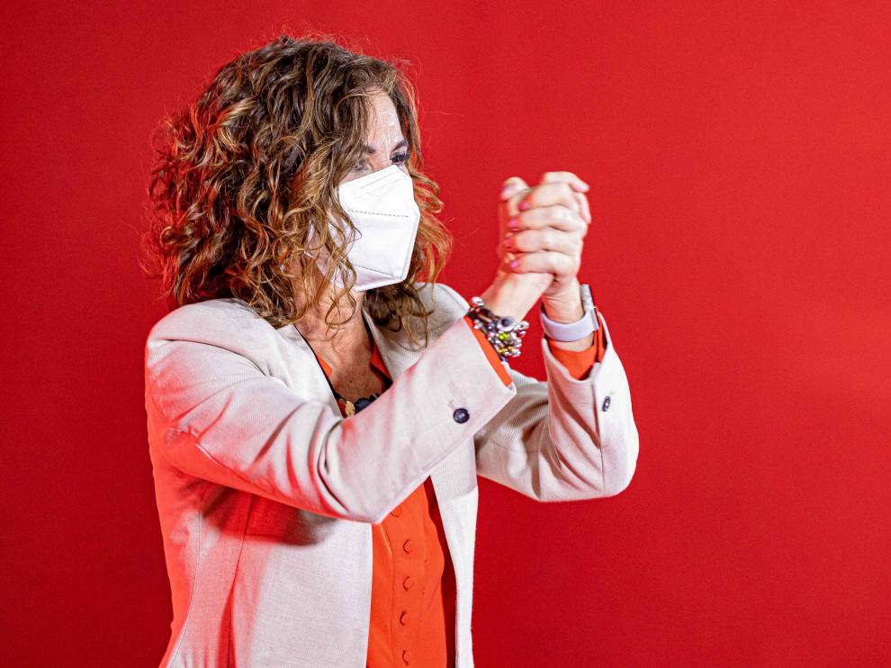 La ministra de Hacienda, María Jesús Montero, durante un acto de campaña en Castilla y León
