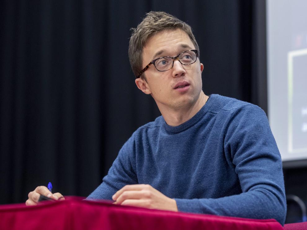 Errejón, portavoz de Más País, durante la inauguración de la escuela Más Región de Murcia.