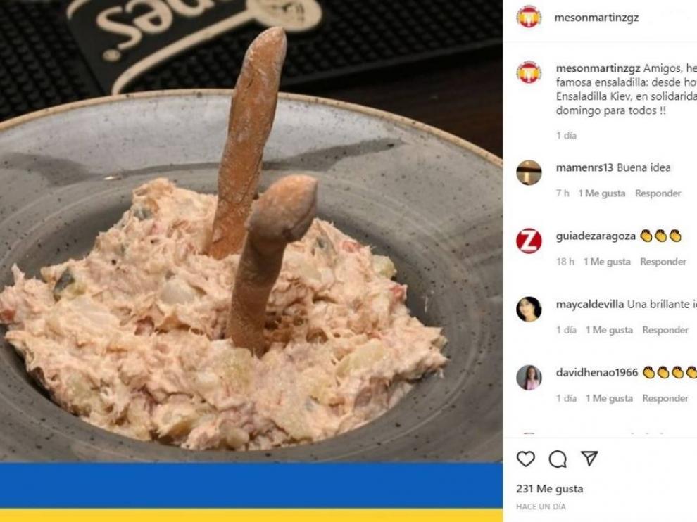 El restaurante de Zaragoza que ha decidido cambiar el nombre de la ensaladilla rusa