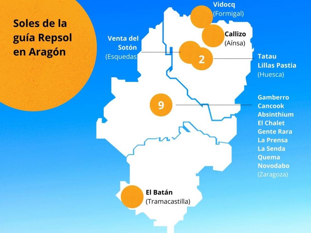 Mapa de los Soles Repsol en Aragón