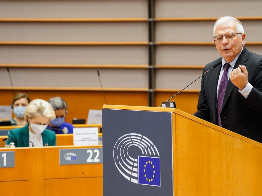 Josep Borrell interviene en el Parlamente europeo este martes.