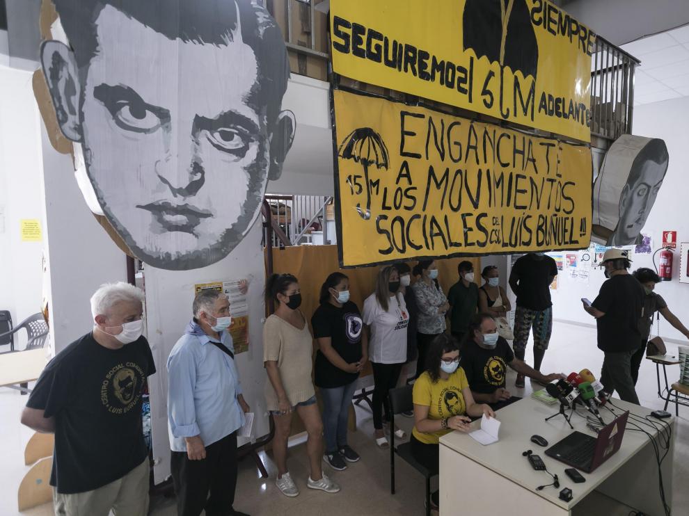 Rueda de prensa del CSC Luis Buñuel, en septiembre, para anunciar su recurso al Tribunal Supremo