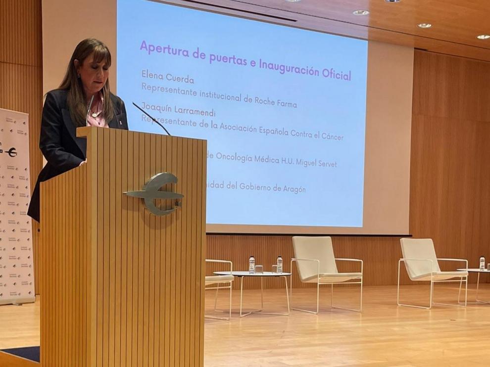 La consejera de Sanidad participó este lunes en la Primera Jornada Aragonesa de Humanización de Cáncer de Mama.