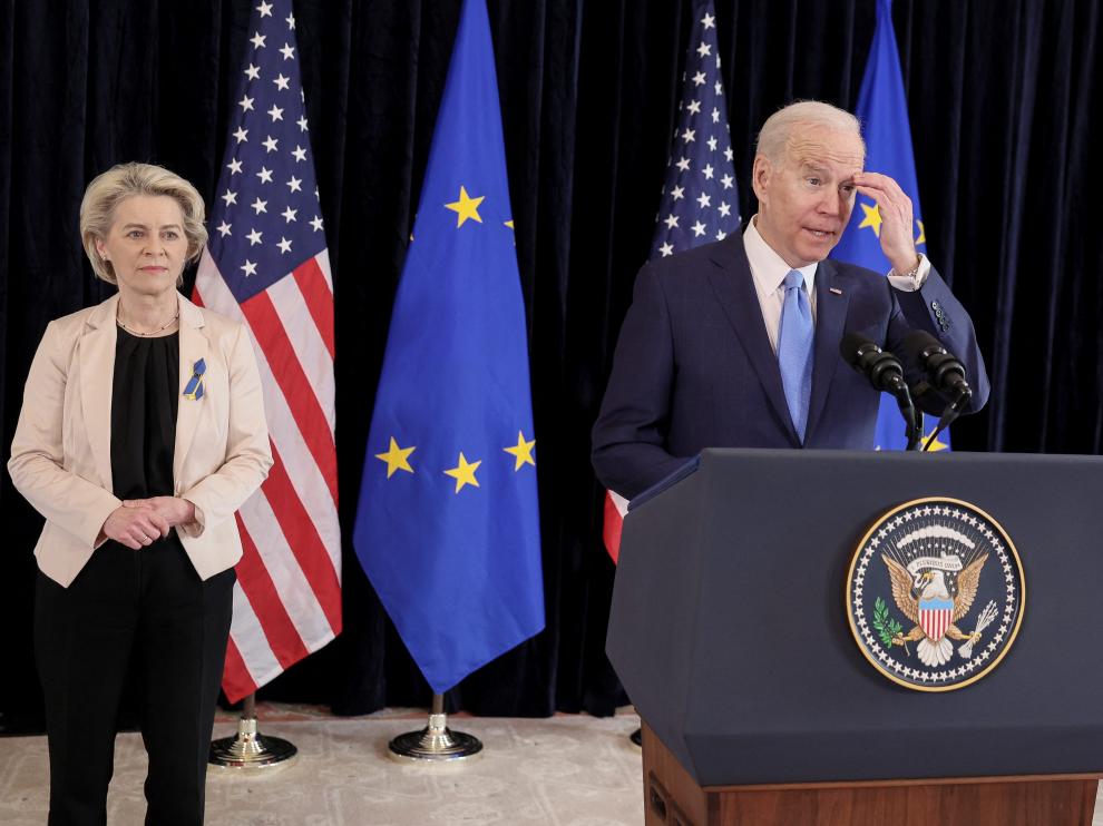 El líder estadounidense, Joe Biden, y la presidenta de la Comisión Europea, Ursula von der Leyen.
