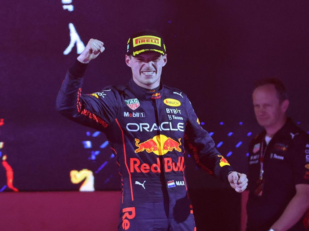 Max Verstappen celebrando su victoria