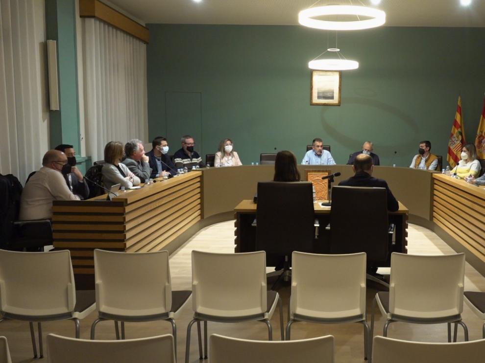 Imagen de la última sesión plenaria celebrada en el Ayuntamiento de Fraga.