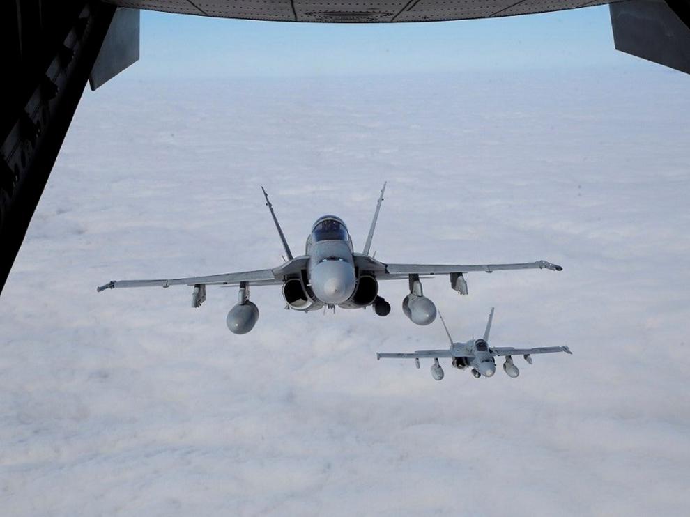 Un avión de combate F-18 del Ejército del Aire.