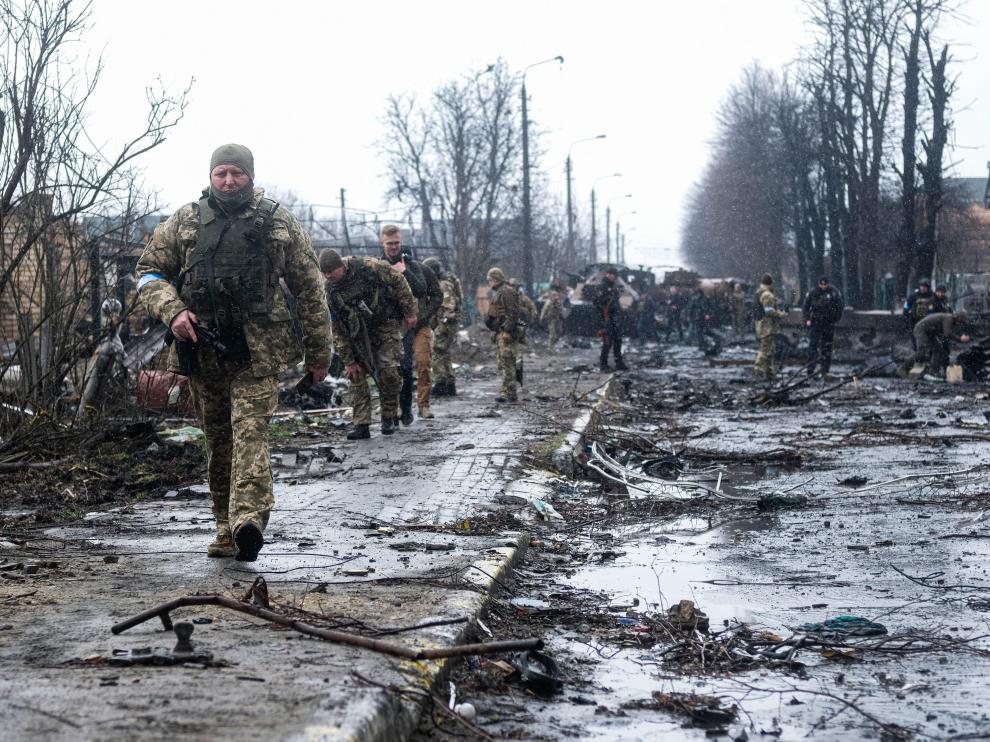 Soldados ucranianos en Kiev.