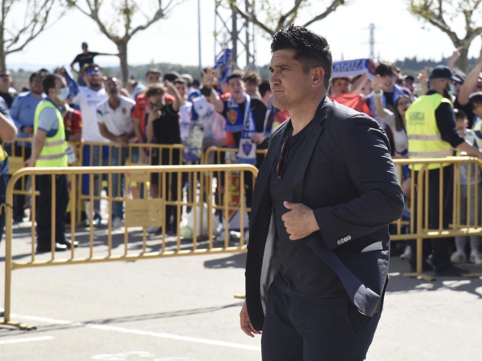 Xisco Muñoz, a su llegada a El Alcoraz para el derbi aragonés.