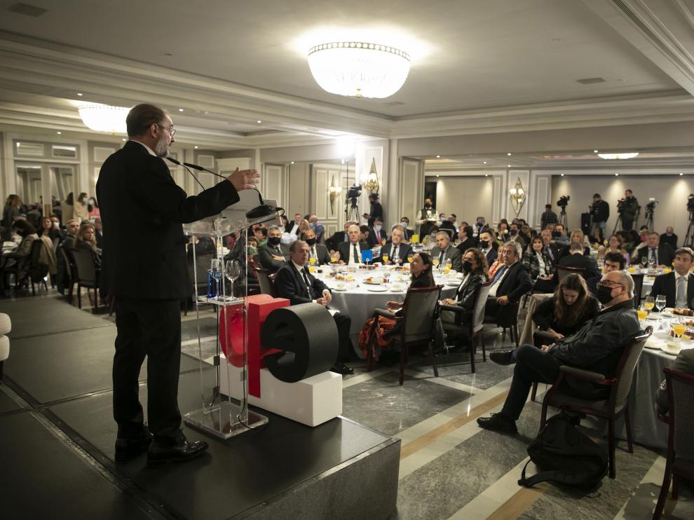 Javier Lambán, en el desayuno informativo de Europa Press en Madrid