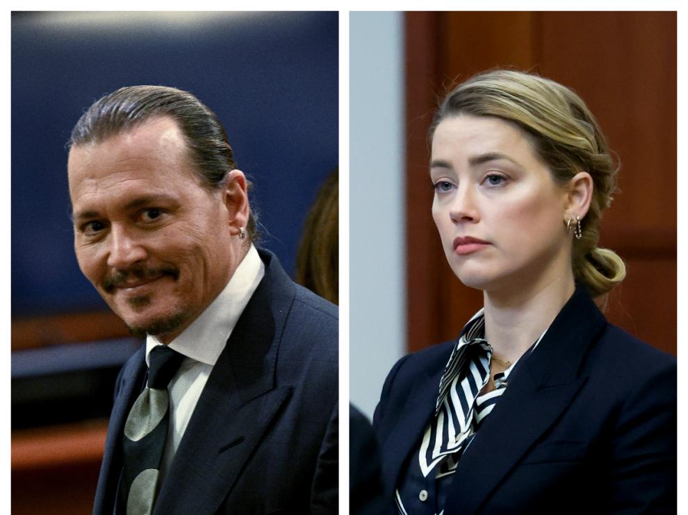 Johnny Depp y Amber Heard durante el juicio