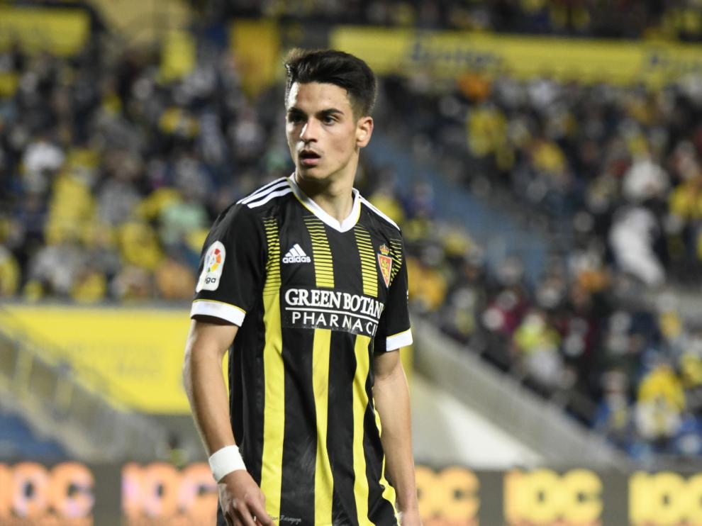 Sergio Bermejo, durante el encuentro del Real Zaragoza en Las Palmas.