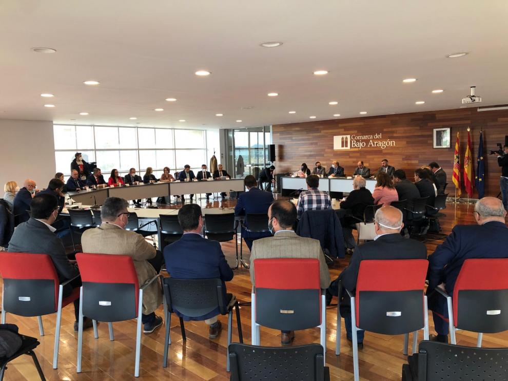Pleno de la Diputación Provincial de Teruel celebrado en la sede de la comarca del Bajo Aragón, en Alcañiz.