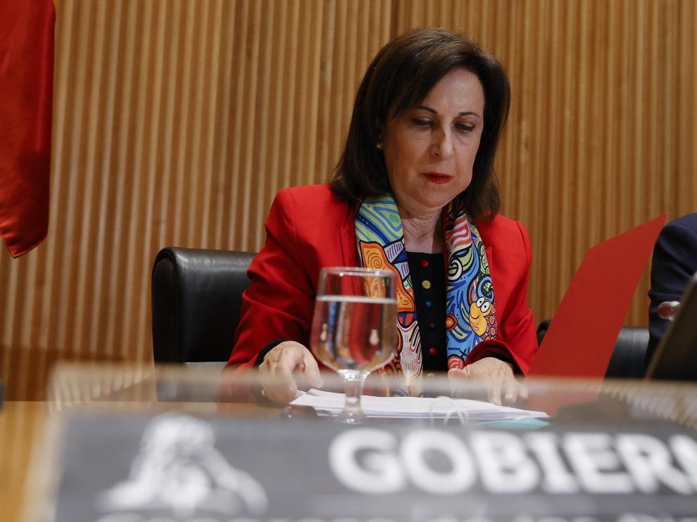 La ministra Margarita Robles, ante la comisión de Defensa del Congreso.