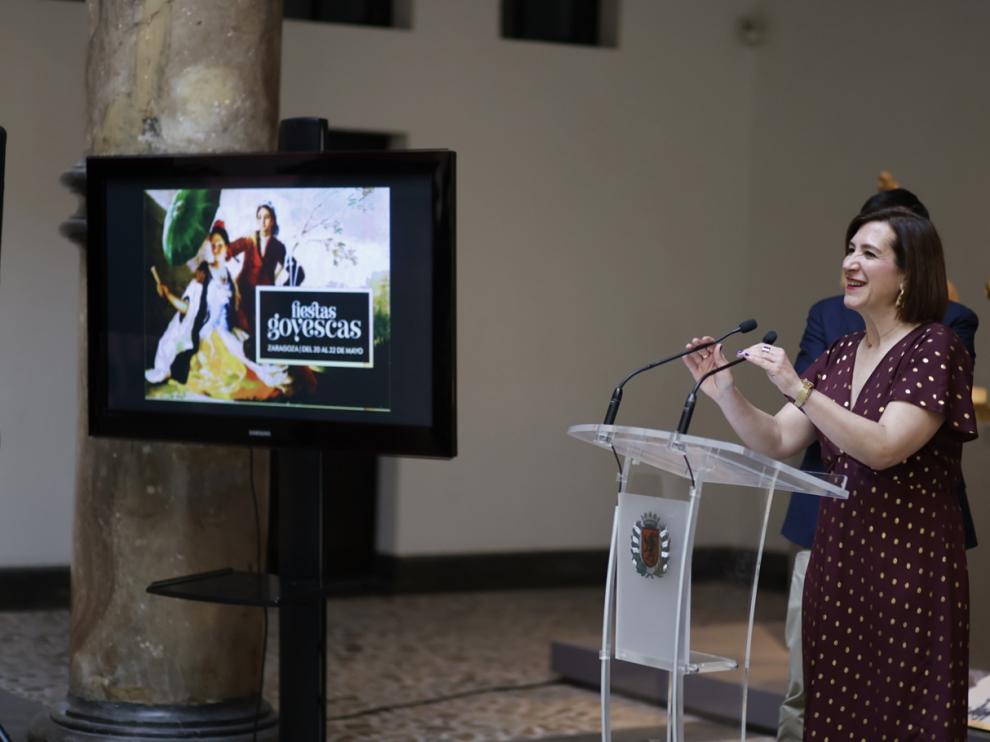 La vicealcaldesa, Sara Fernández, durante la presentación de la primera edición de las Fiestas Goyescas.