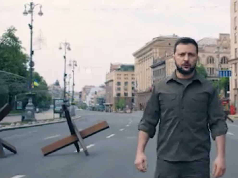 Imagen de Zelenski en un vídeo lanzado por el Gobierno ucraniano por el Día de la Victoria