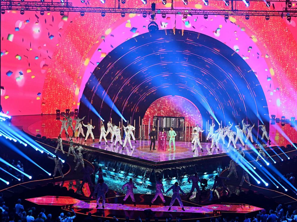 Vista general del escenario de Eurovisión 2022 durante la primera de las semifinales, celebrada el martes.