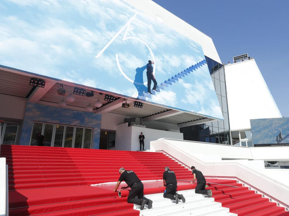 Preparativos del 75º Festival de Cannes.