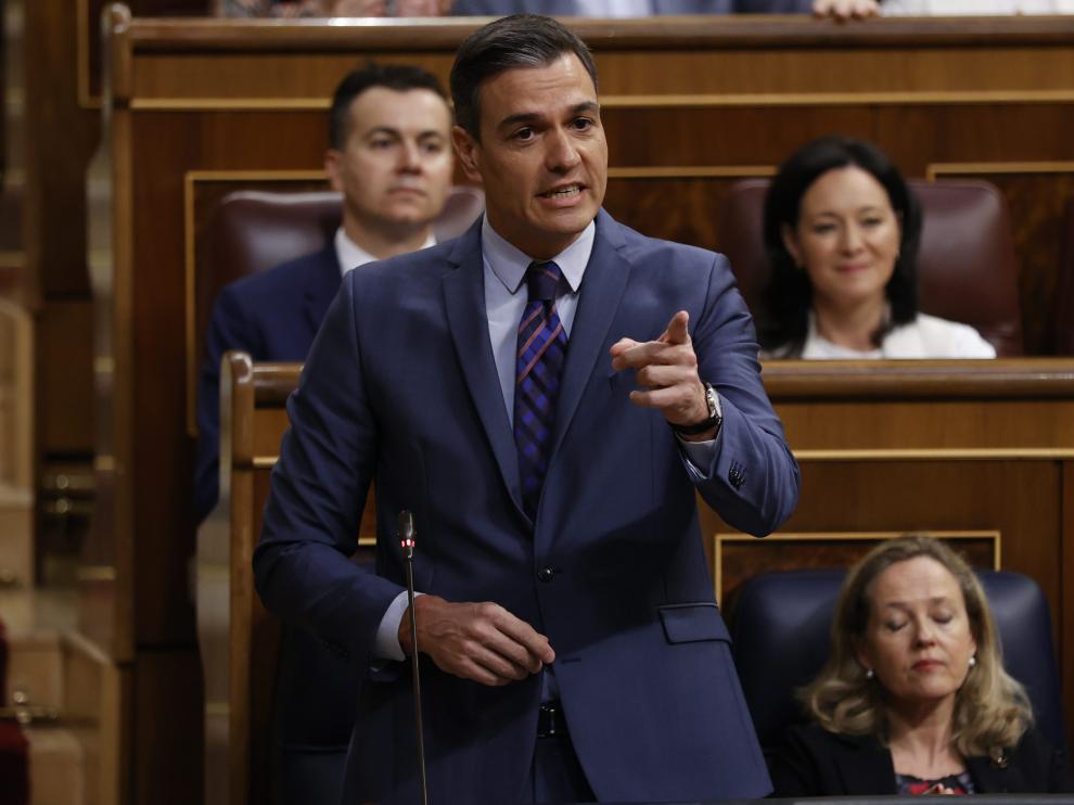Pedro Sánchez este miércoles en el Congreso
