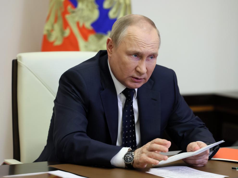 Putin, durante el Consejo de Seguridad de Rusia este viernes.