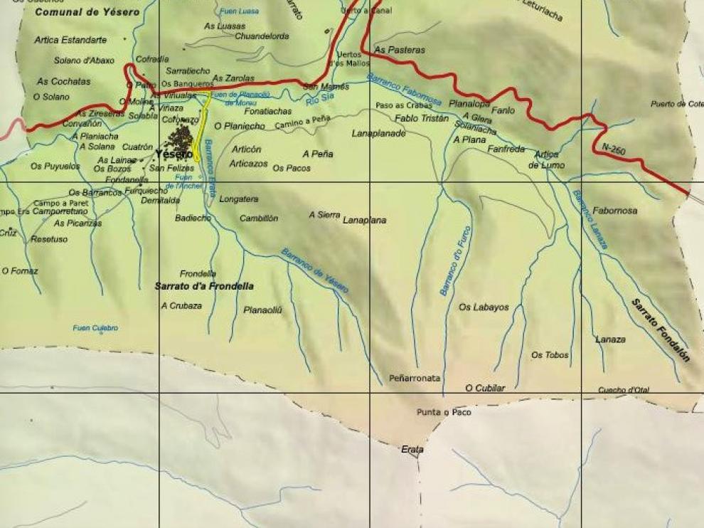 Mapa de Toponimia de Yésero