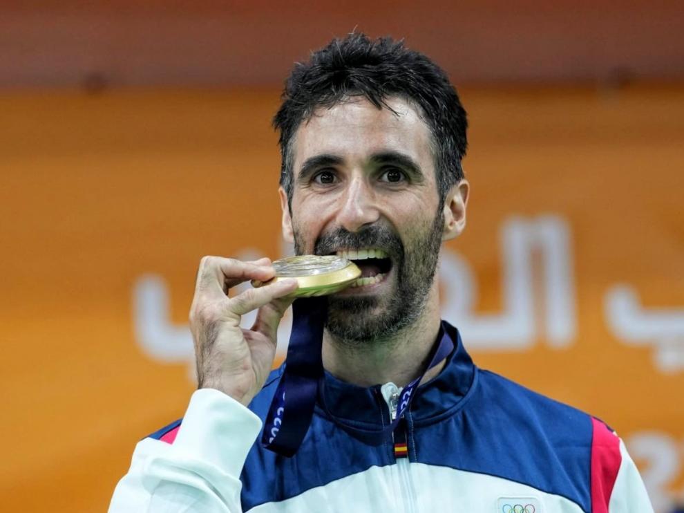 El deportista aragonés celebra el nuevo triunfo cosechado este viernes.