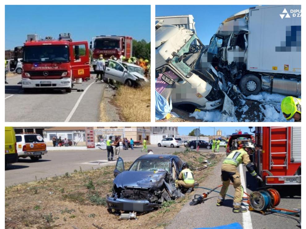 Accidentes en Chalamera, Figueruelas y Quinto, este 1 de julio de 2022.