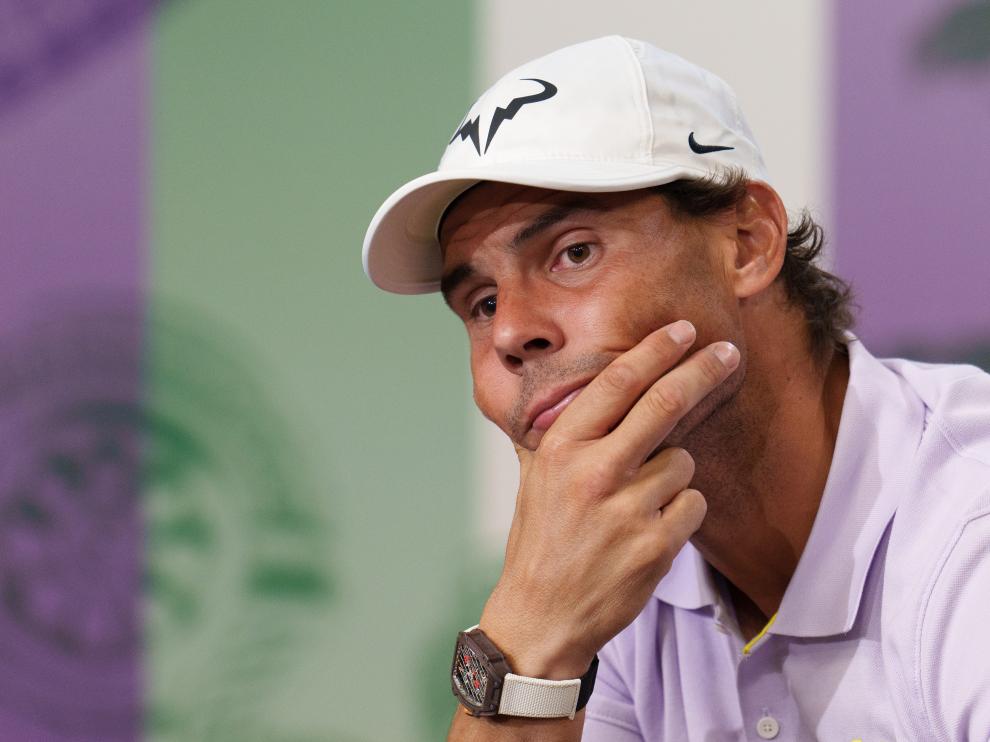 Nadal en la rueda de prensa del pasaso jueves para anunciar su rertirada de Wimbeldon.
