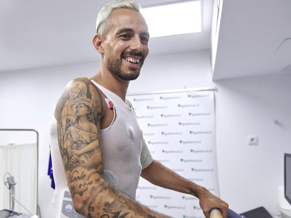 Manu Molina, en el reconocimiento médico previo a su fichaje por el Zaragoza.