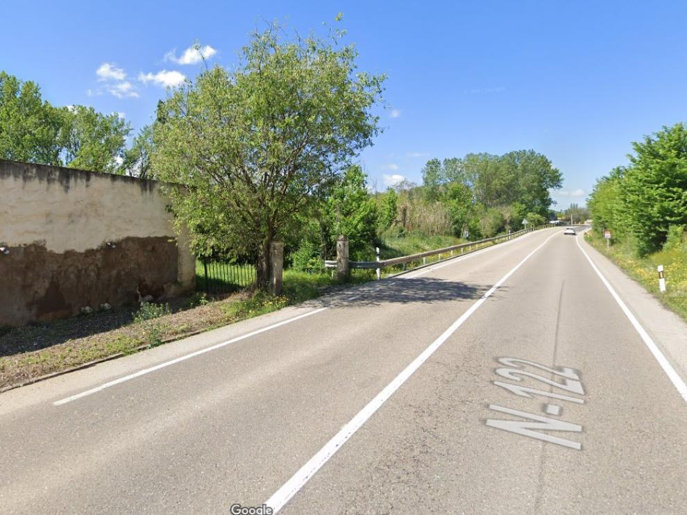 Zona aproximada de la N-122 en la que se ha producido el accidente.