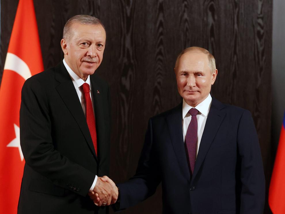 El presidente turco, Tayyip Erdogan, junto al presidente ruso, Vladimir Putin.