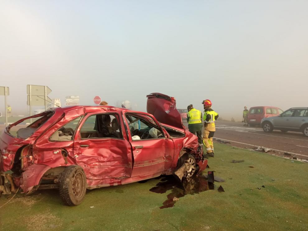 Un herido en un accidente en la N-234 en Albarracín en el que se vieron implicados 5 coches y un camión