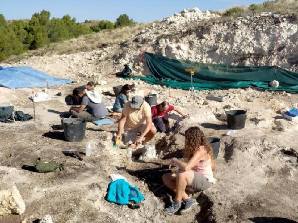 Excavación del yacimiento de fósiles La Gloria de Teruel.