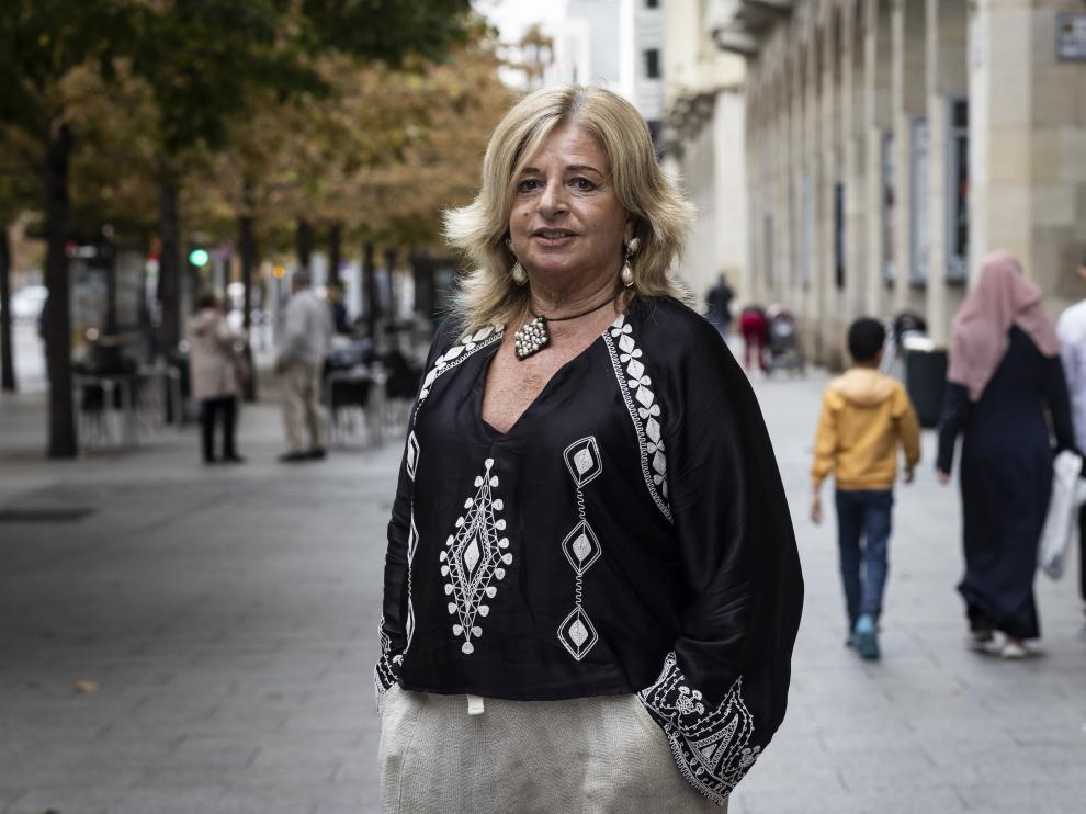 Consuelo Ordóñez, presidenta de Covite (Colectivo de Víctimas de Terrorismo), ayer en el paseo de Independencia de Zaragoza.