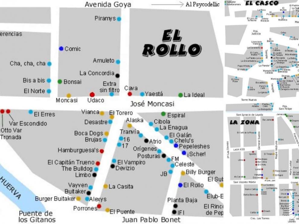 El tuit viral con los bares de la Zona, el Rollo y el Casco en Zaragoza