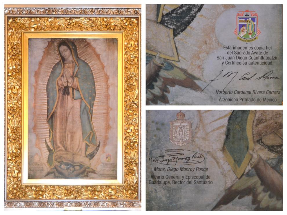 La imagen de la Virgen y dos detalles que acreditan su autenticidad.