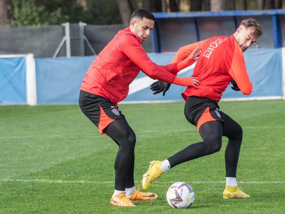 Rubén Pulido y Carrillo, durante el entrenamiento de este miércoles.