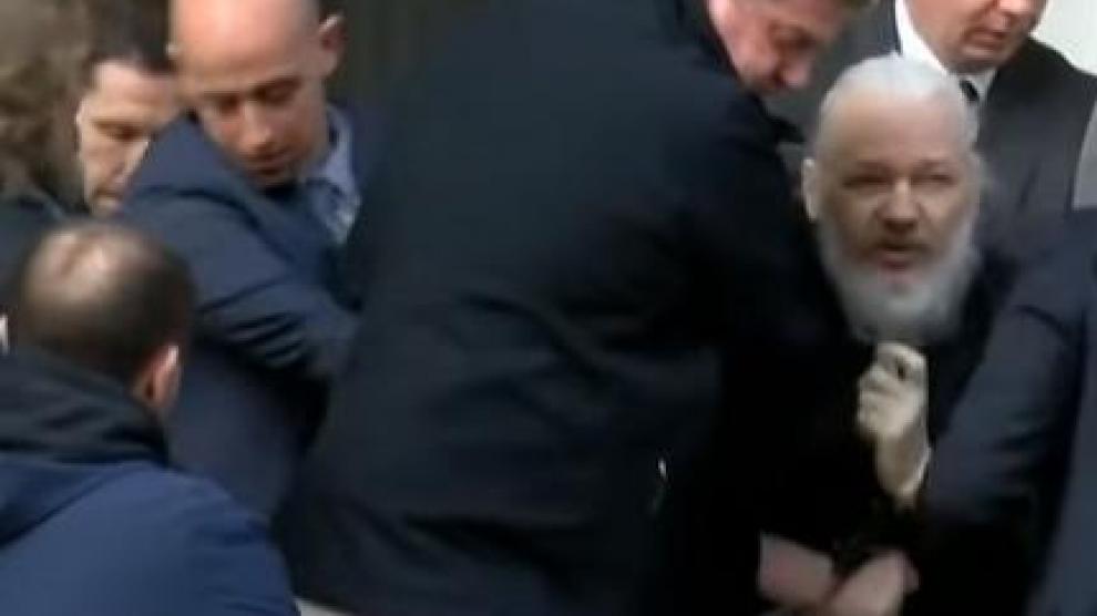 Julian Assange, en el momento de su detención