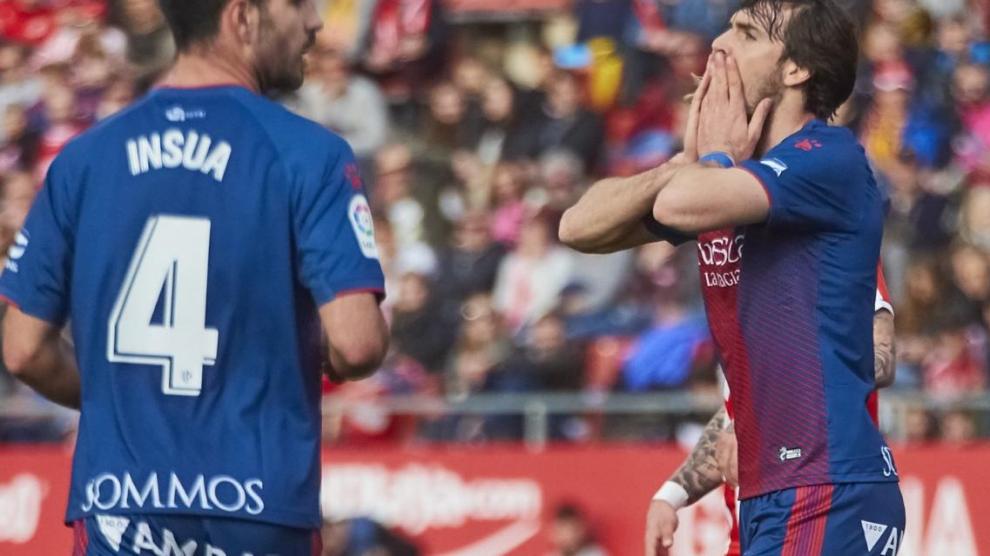 Imagen del choque de esta tarde entre el Girona FC y la SD Huesca