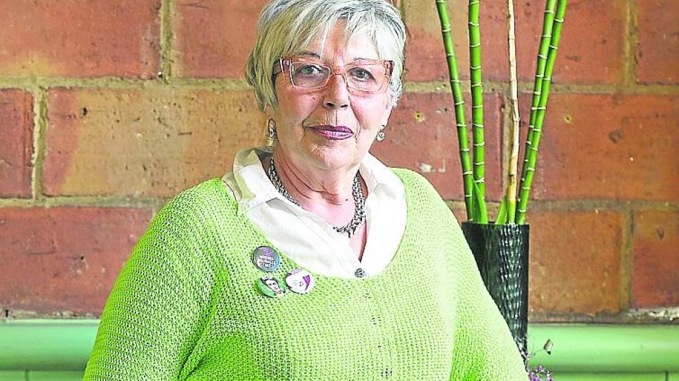 Rosa Casas, vestida de verde esperanza.